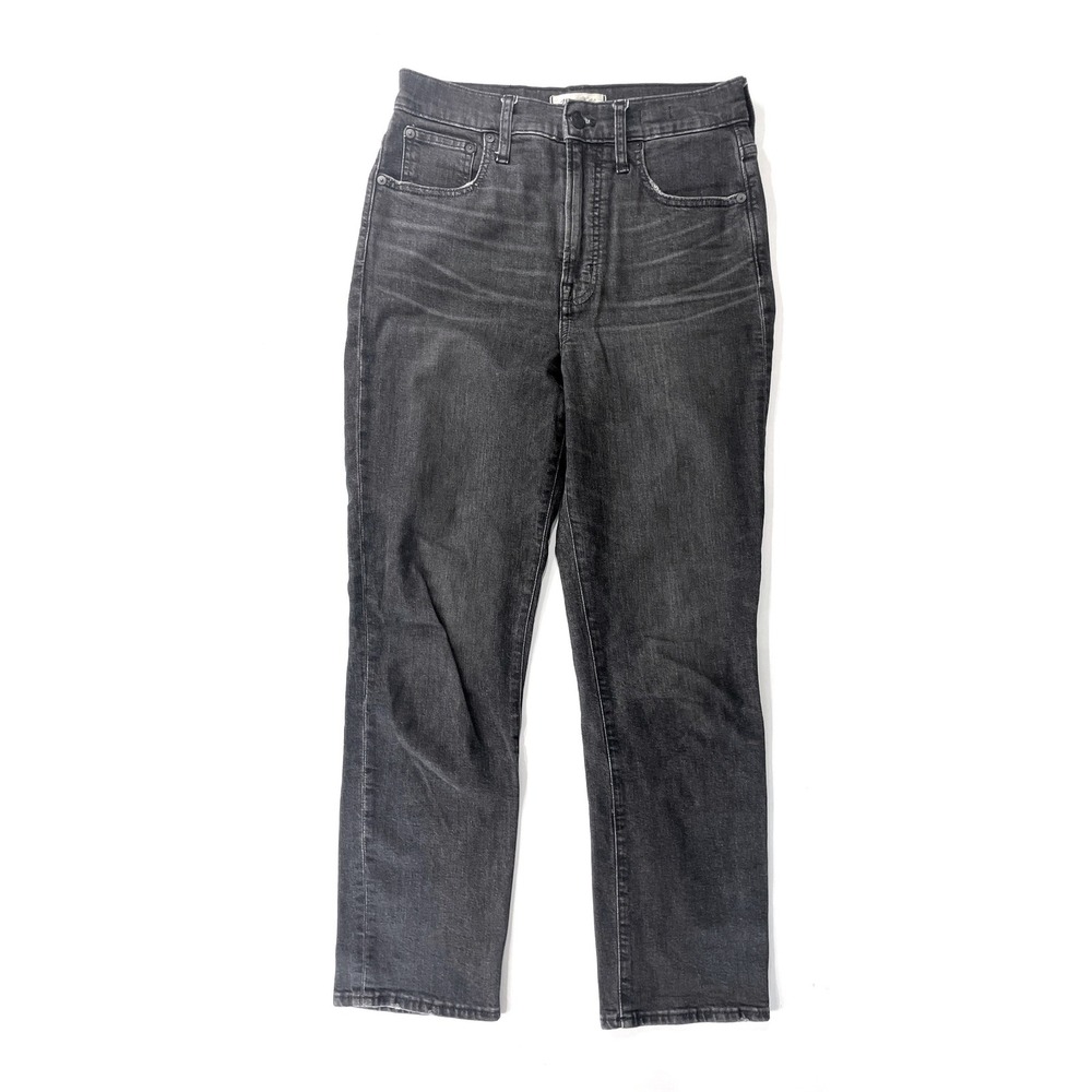 Madewell High Rise Straight Leg Jeans Size 27 Womens 4 Faded Black‎ Denim Fall